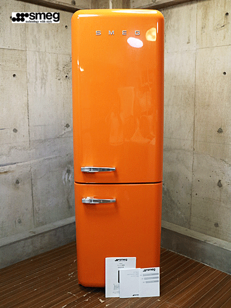 smeg】スメッグ 冷凍冷蔵庫 FAB32U 304L オレンジ イタリア製 デザイン 