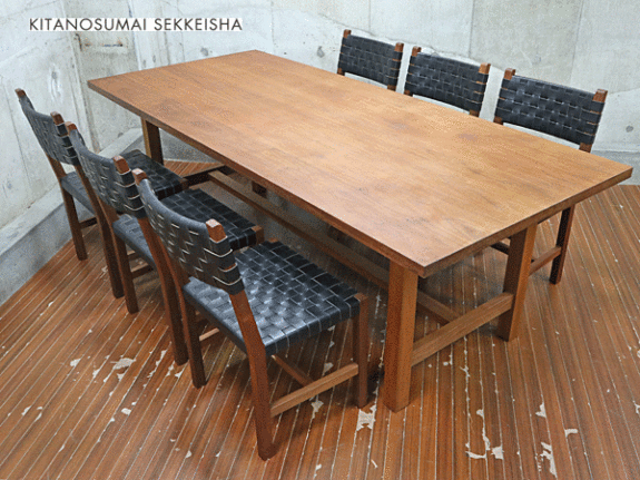 美品 北の住まい設計社 北海道産ナラ材 ダイニングテーブル - テーブル