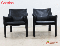 【Cassina】カッシーナ 414 CAB キャブ ラウンジアームチェア 1人掛けソファ 黒総革/レザー 2脚セット 出張買取 東京都港区